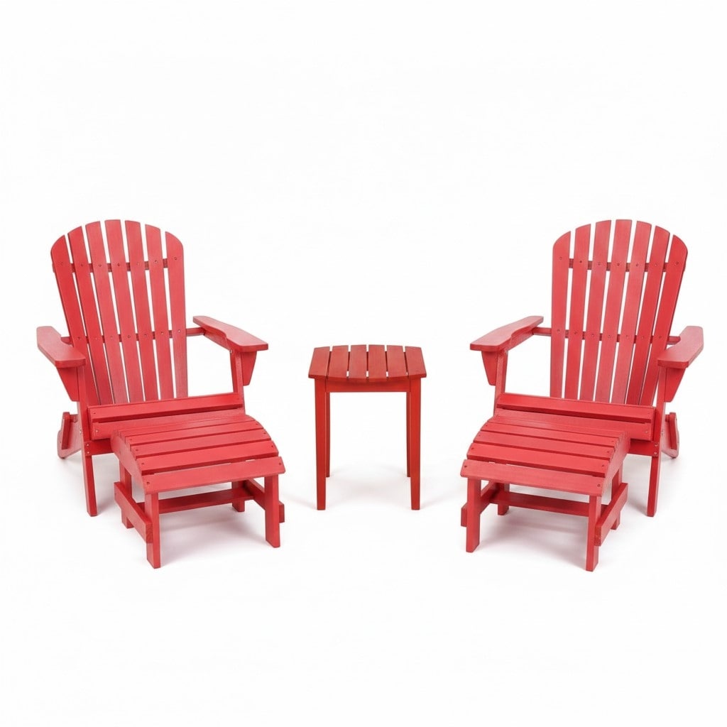 Grand Collection Folding Large Size Adirondack Chair Pine Wood Red