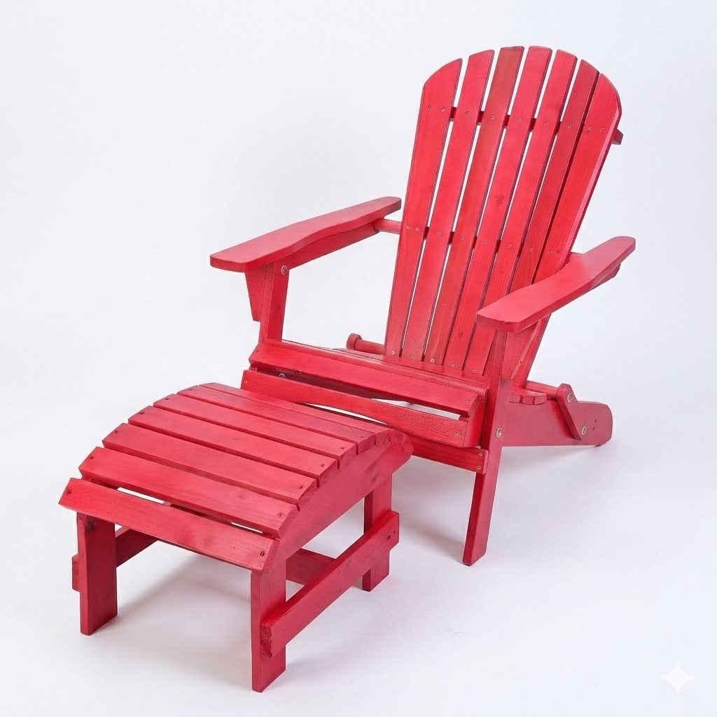 Grand Collection Folding Large Size Adirondack Chair Pine Wood Red