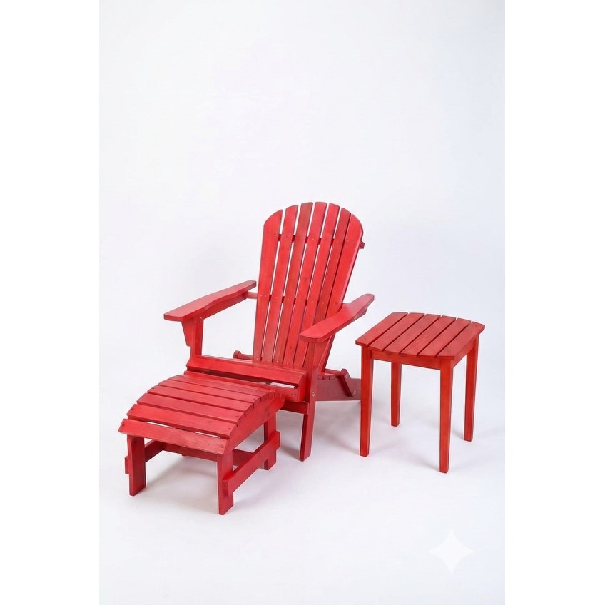 Grand Collection Folding Large Size Adirondack Chair Pine Wood Red