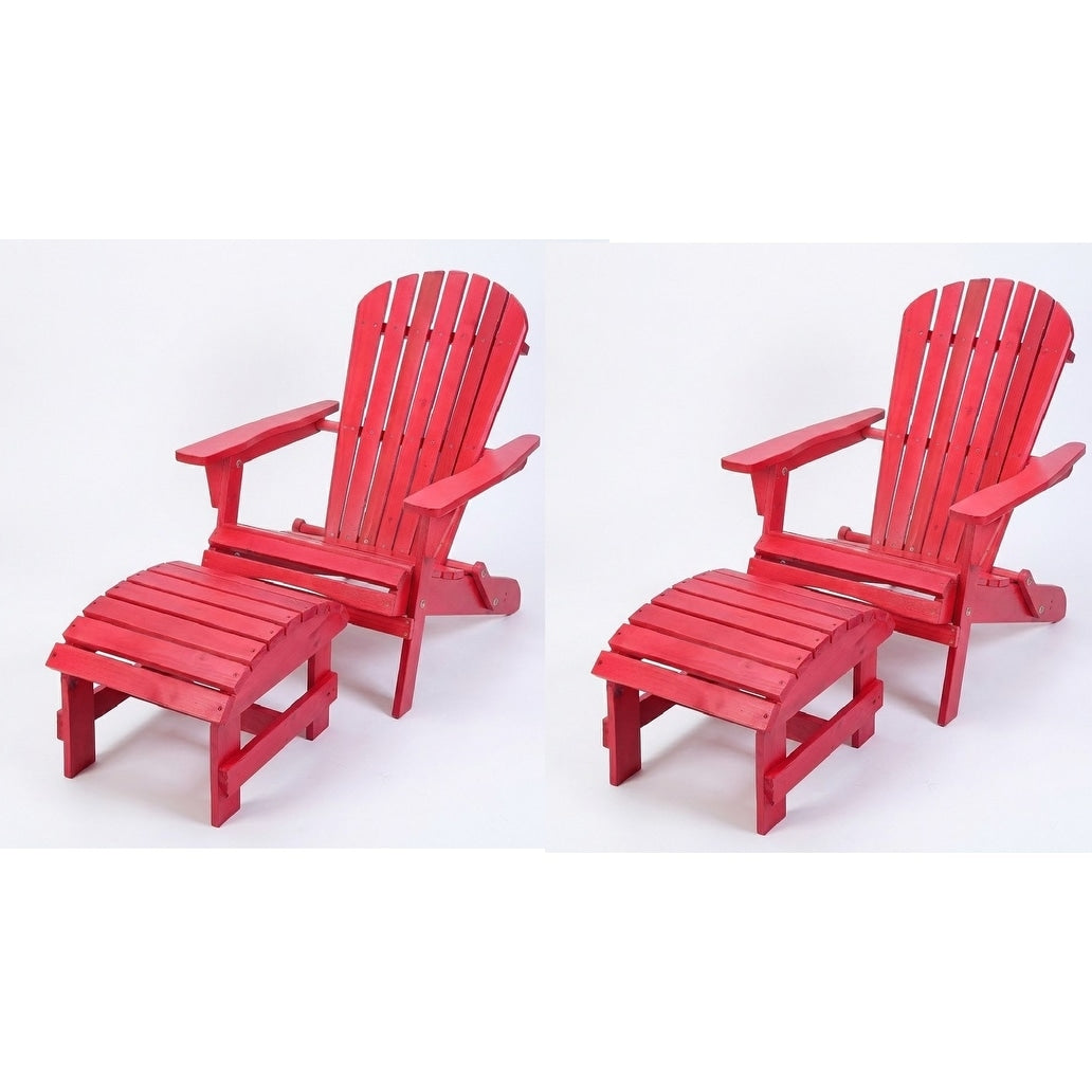 Grand Collection Folding Large Size Adirondack Chair Pine Wood Red