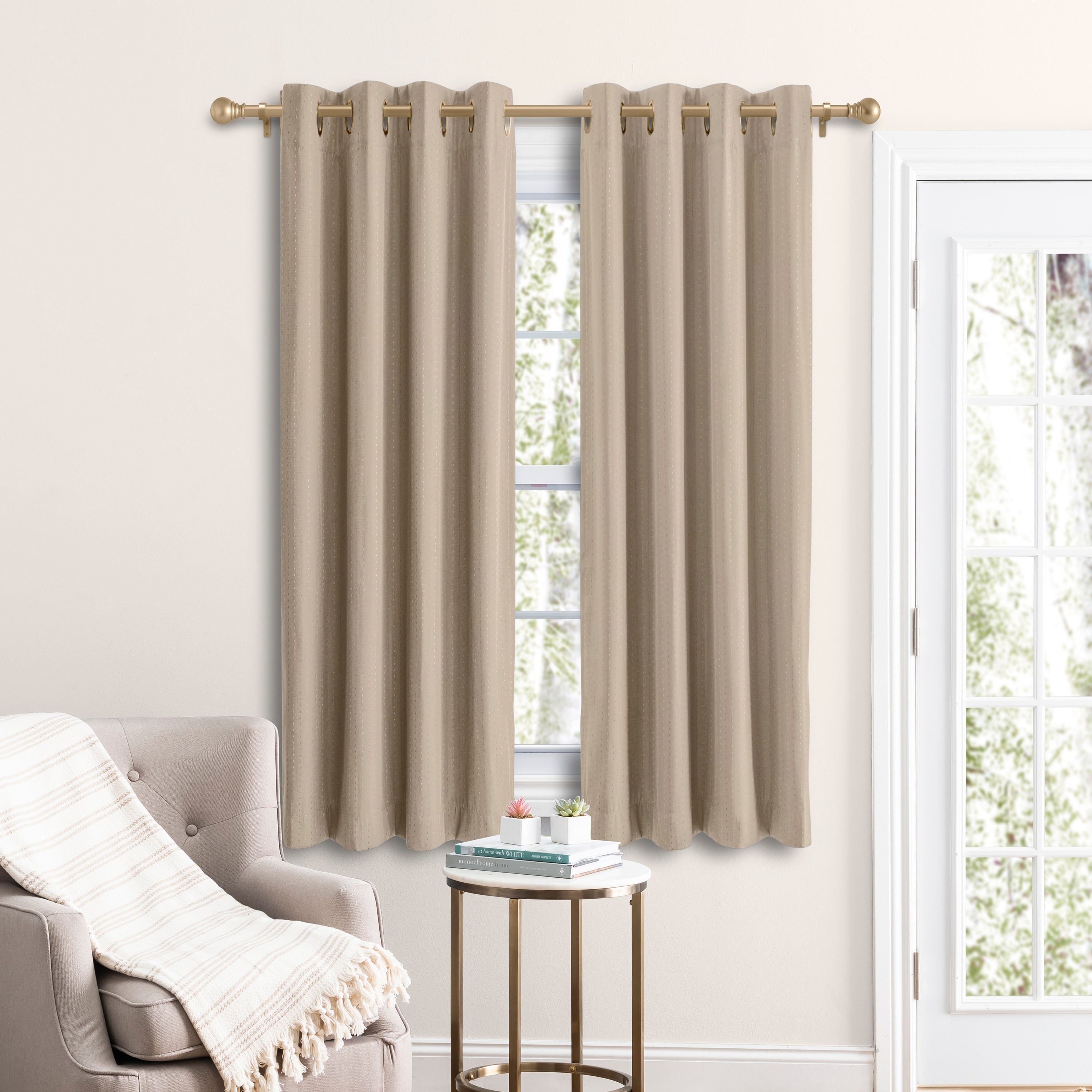 Grand Pointe 45 Inch Length Short Grommet Blackout Panel With Attachable Wand