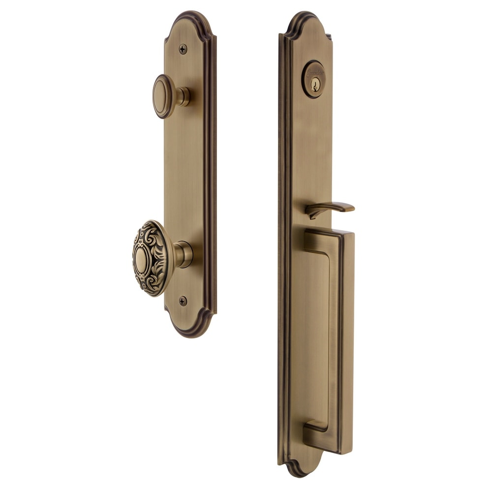 Grandeur Arcdgrgvc_Esetd_Na Arc Solid Brass Rose Dummy Full Plate D Grip Handleset With Grande Victorian Knob