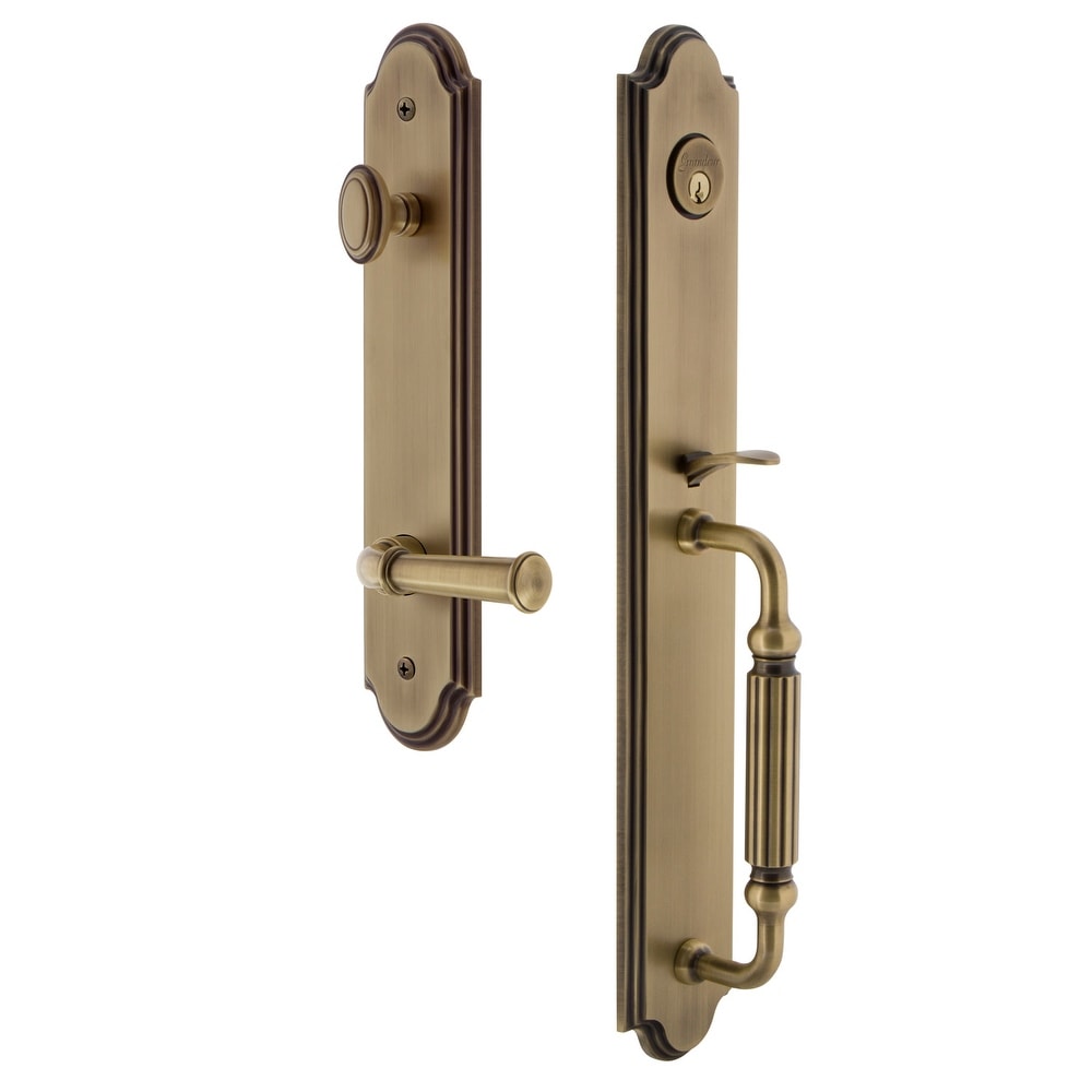 Grandeur Arcfgrgeo_Eset_234_Rh Arc Solid Brass Rose Right Handed Keyed Entry Sin