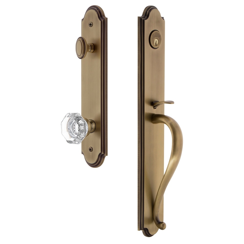 Grandeur Arcsgrchm_Esetd_Na Arc Solid Brass Rose Dummy Full Plate S Grip Handleset With Chambord Crystal Knob
