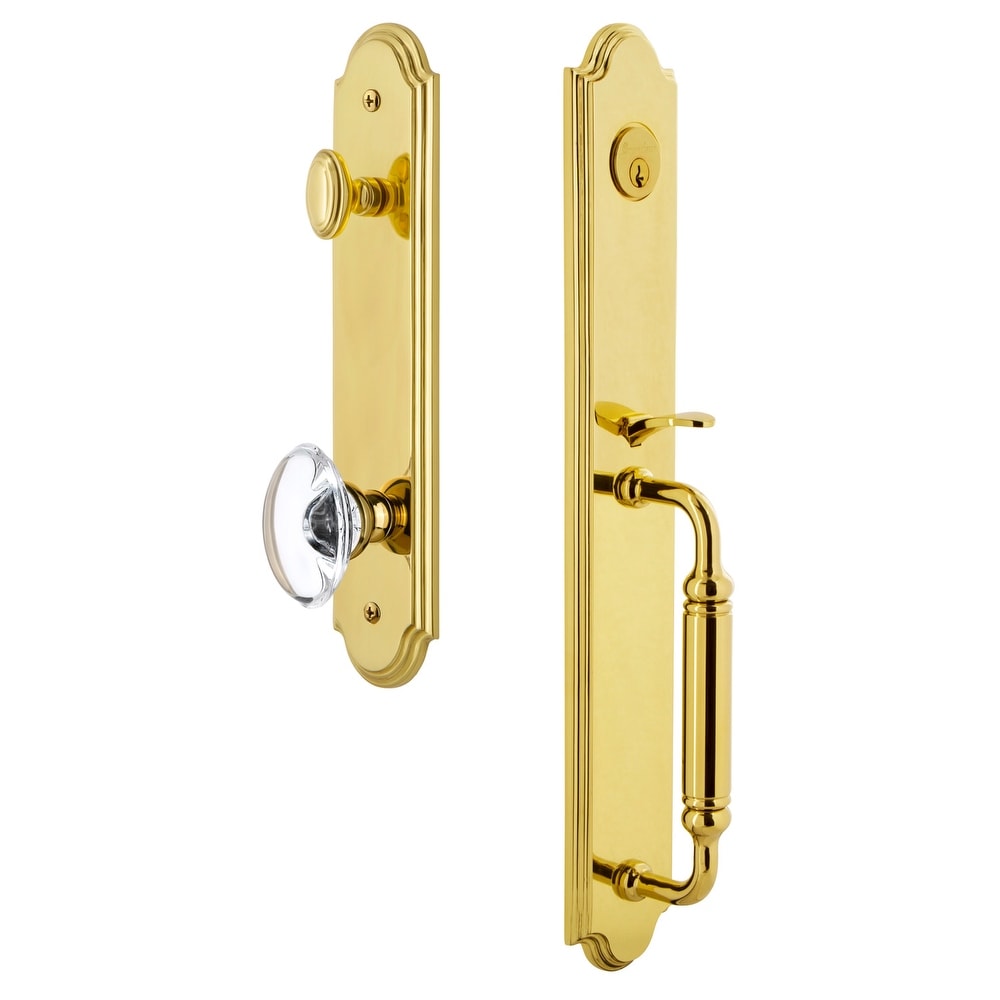 Grandeur Arccgrpro_Esetd_Na Arc Solid Brass Rose Dummy Full Plate C Grip Handleset With Provence Crystal Knob