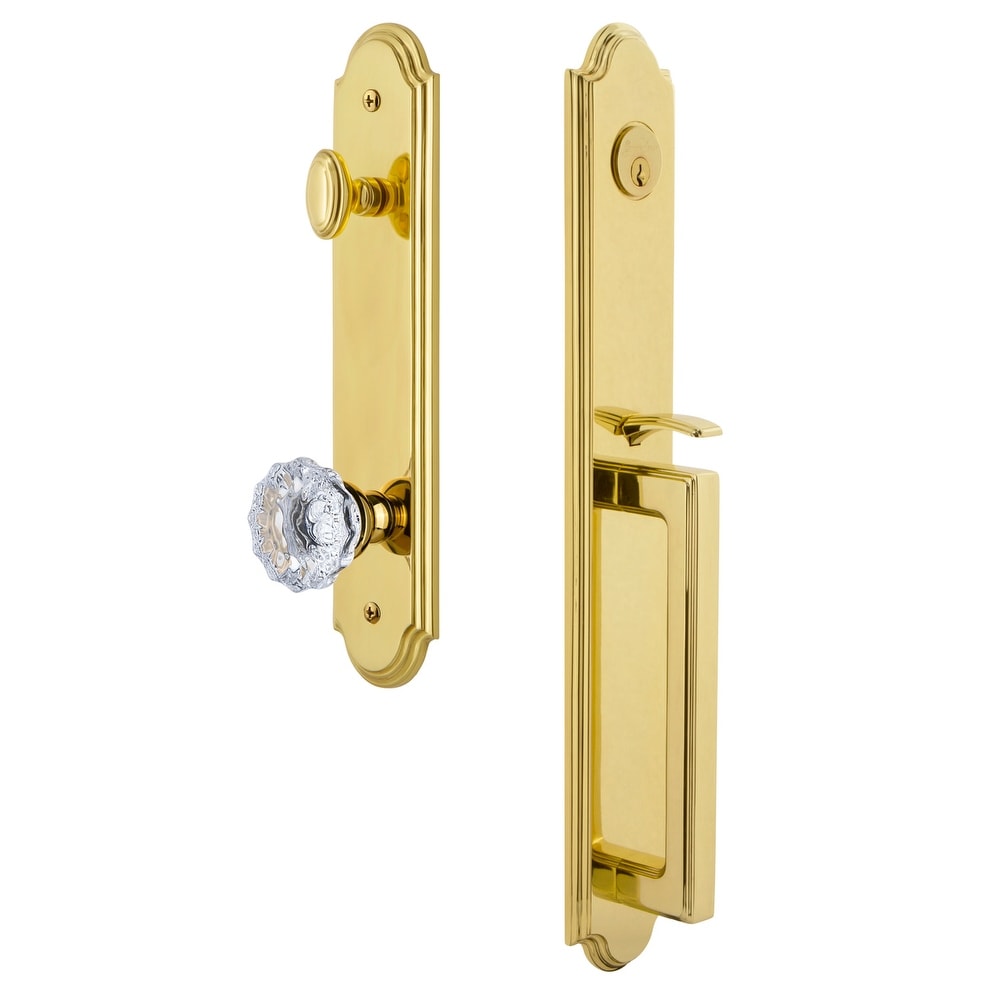 Grandeur Arcdgrfon_Esetd_Na Arc Solid Brass Rose Dummy Full Plate D Grip Handleset With Fontainebleau Crystal Knob