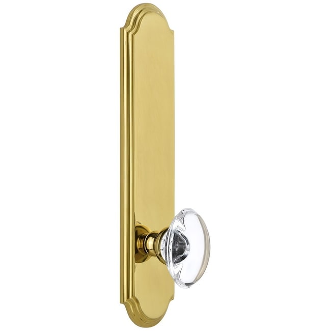 Grandeur Arcpro_Tp_Sd_Na Arc Solid Brass Tall Plate Rose Single Dummy Door Knob With Provence Crystal Knob