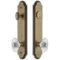 Grandeur Arcbur_Tp_Eset_234 Arc Solid Brass Tall Plate Single Cylinder Keyed Entry Set W Burgundy Crystal Knob 2.75 Backset