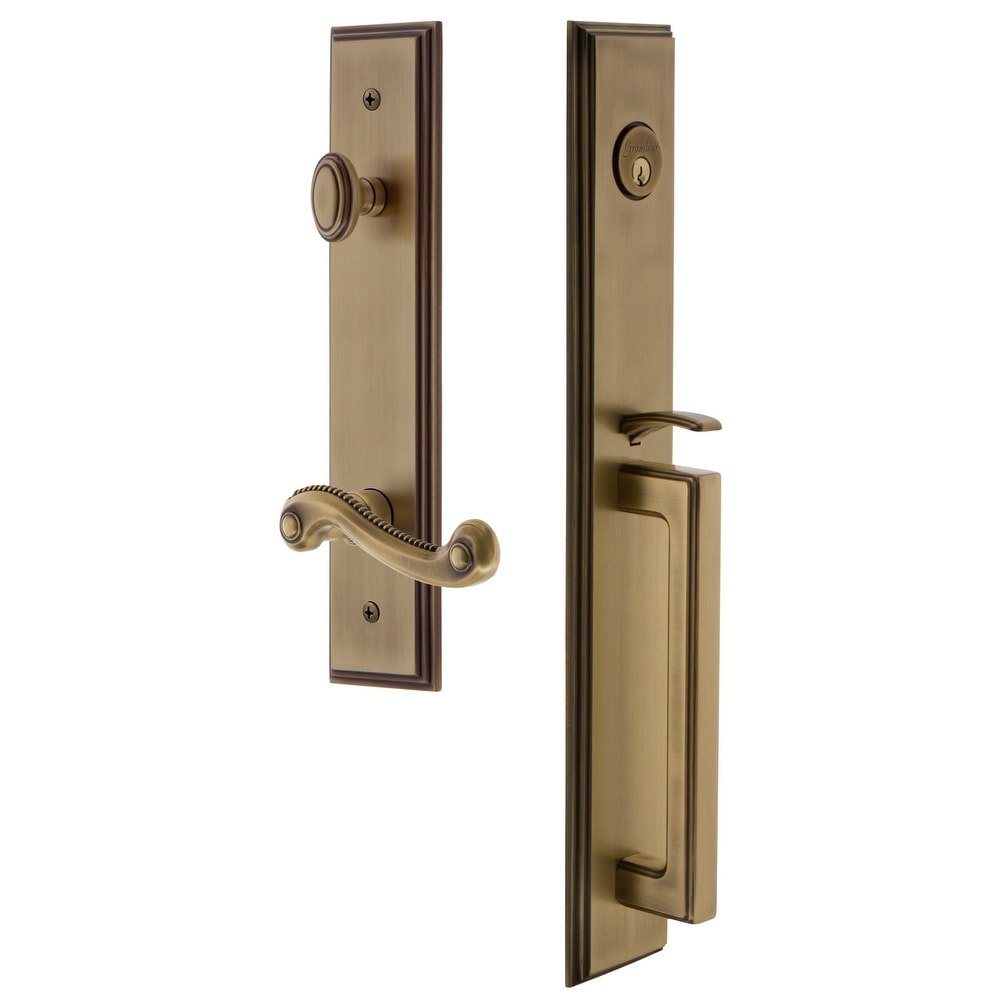 Grandeur Cardgrnew_Eset_234_Lh Carre Solid Brass Rose Left Handed Keyed Entry Si