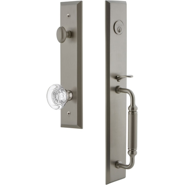 Grandeur Favcgrbor_Esetd_Na Fifth Avenue Solid Brass Rose Dummy C Grip Handleset With Bordeaux Crystal Knob