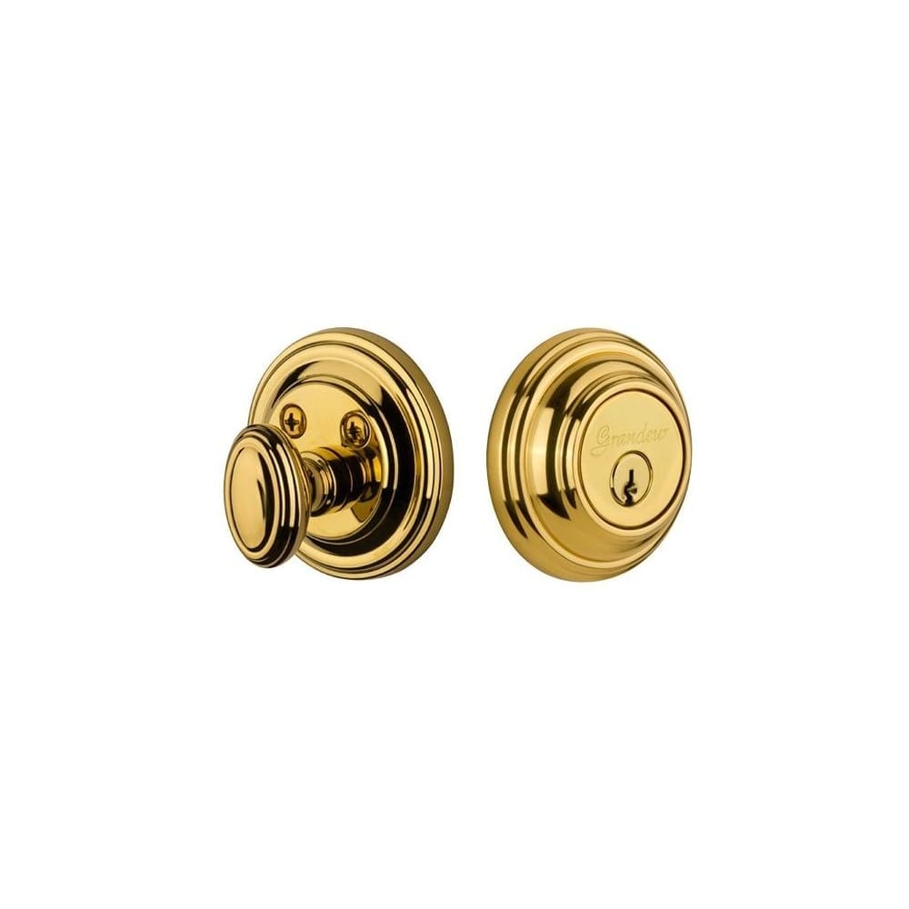 Grandeur Geogeo_Sglcyl_238 Georgetown Solid Brass Rose Keyed Entry Single Cylinder Deadbolt With 2 3 8 Backset