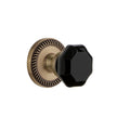 Grandeur Newlyo_Sd_Na Newport Solid Brass Rose Single Dummy Door Knob With Lyon Black Crystal Knob
