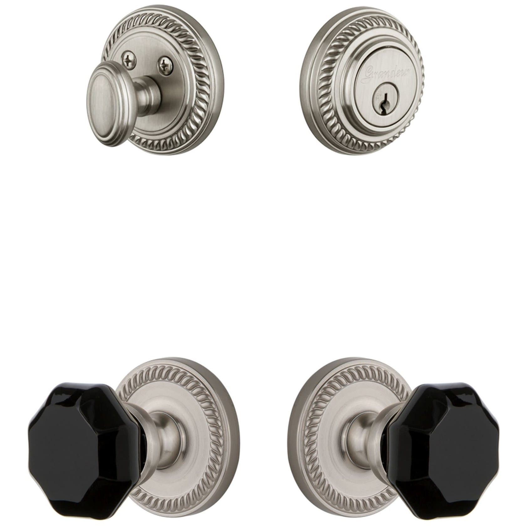 Grandeur Newlyo_Sp_Eset_234 Newport Solid Brass Rose Single Cylinder Keyed Entry
