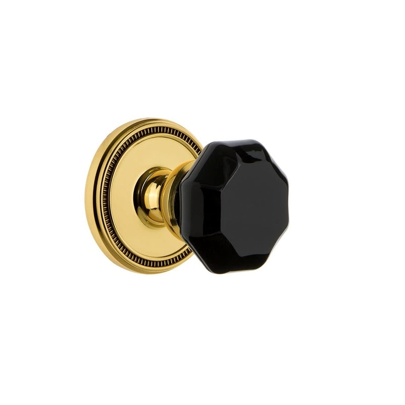 Grandeur Sollyo_Sd_Na Soleil Solid Brass Rose Single Dummy Door Knob With Lyon Black Crystal Knob