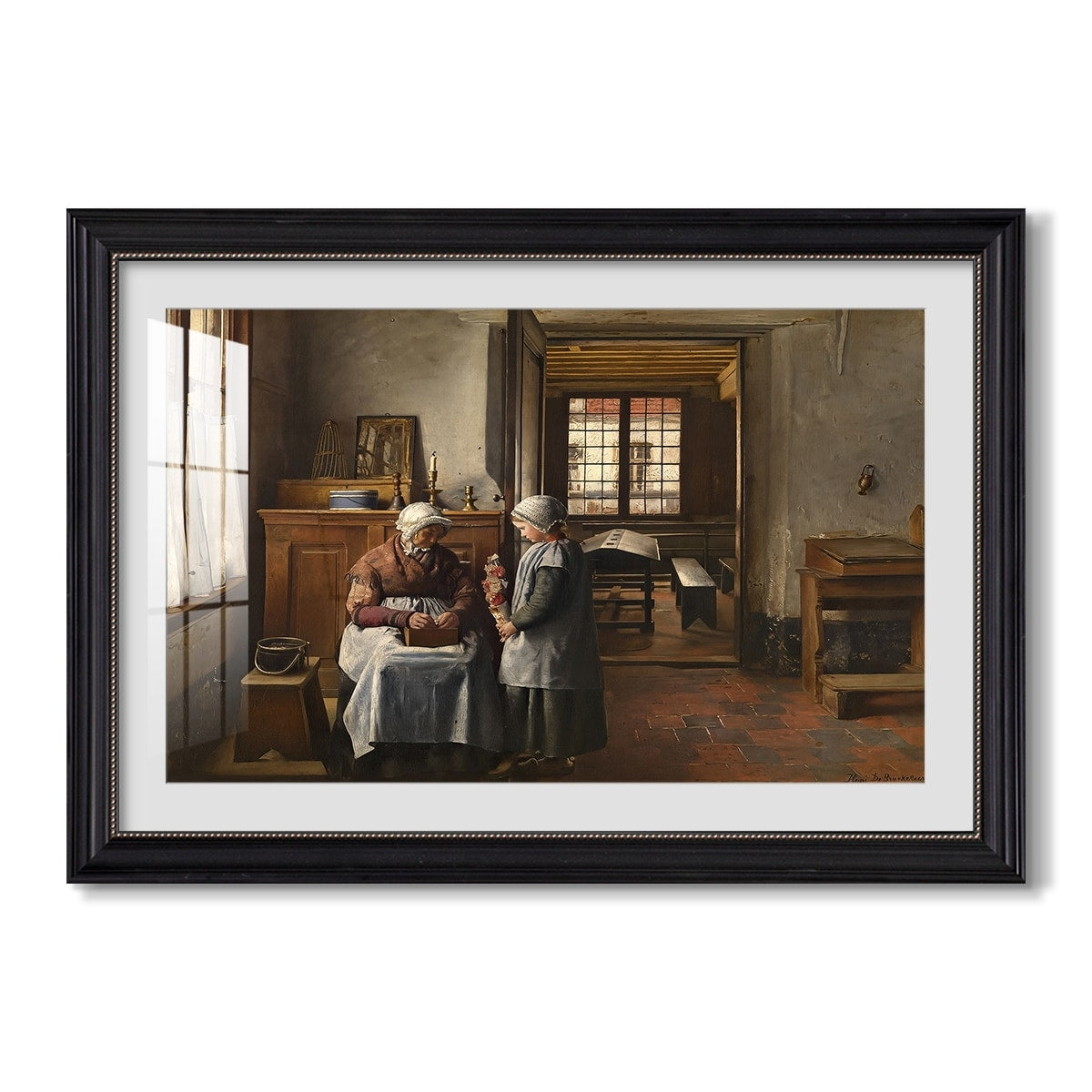 Grandmothers Feast 1873 Henri De Braekeleer Custom Framed Print
