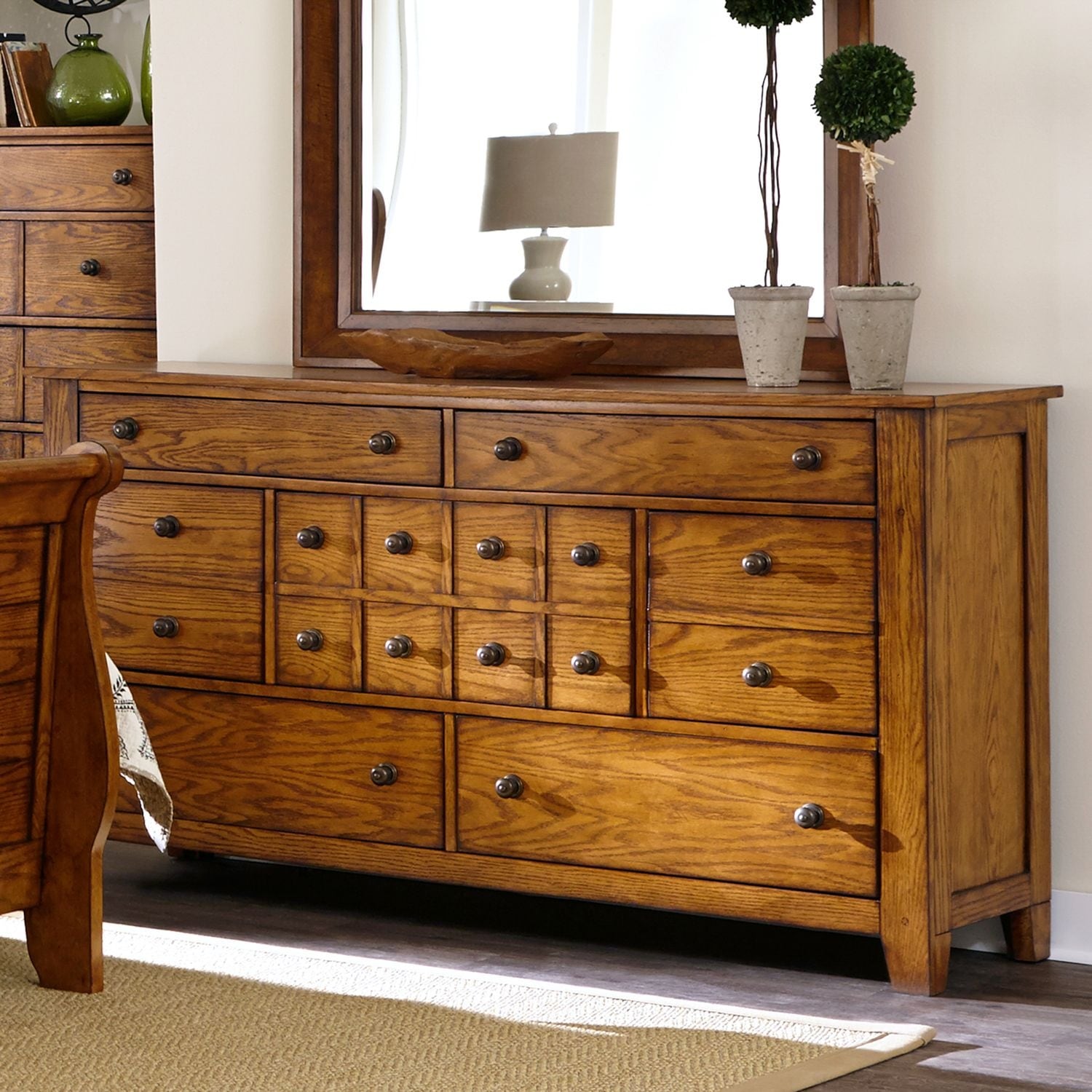 Copper Grove Epper Aged Oak 7 Drawer Dresser