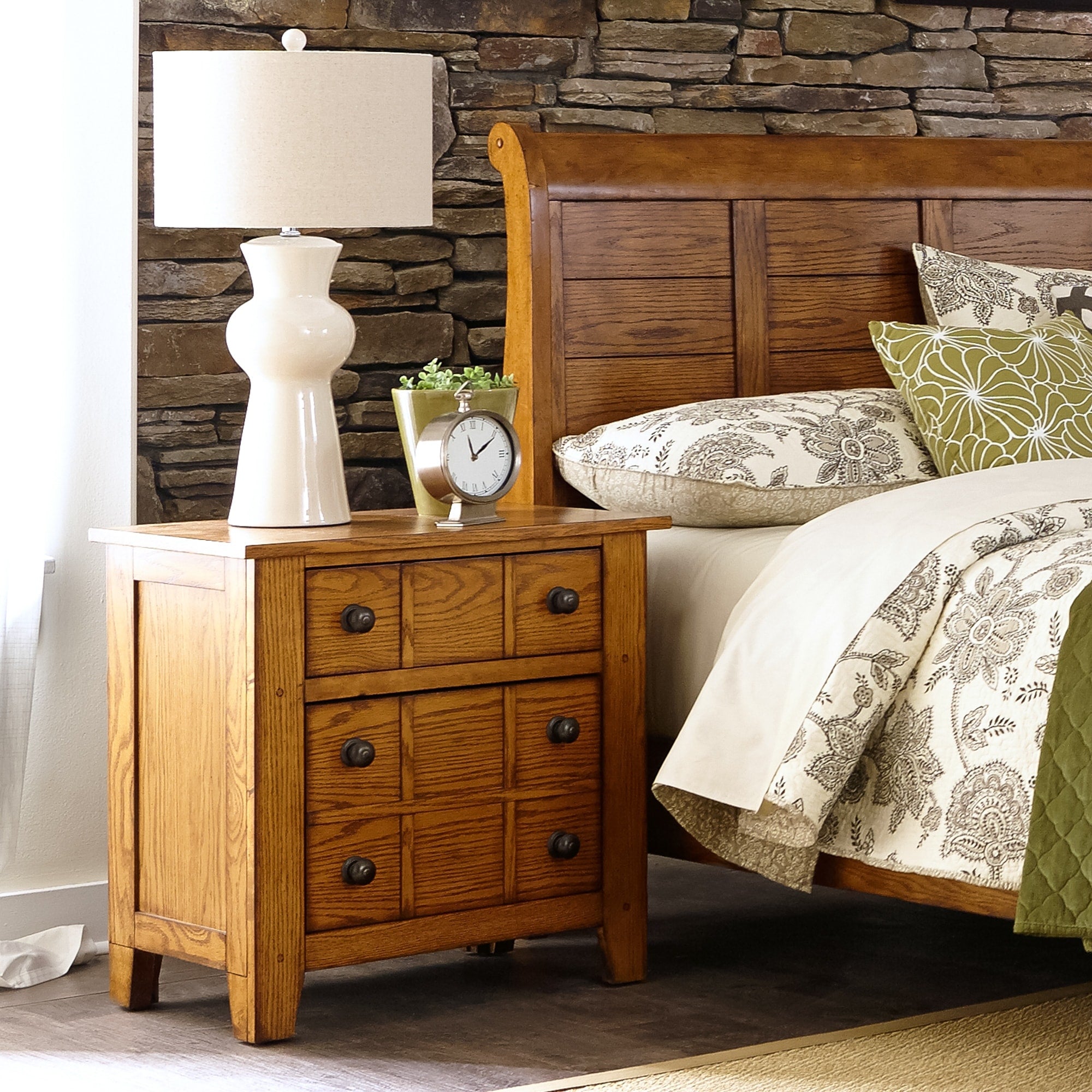 Copper Grove Grandpas Cabin Aged Oak Night Stand