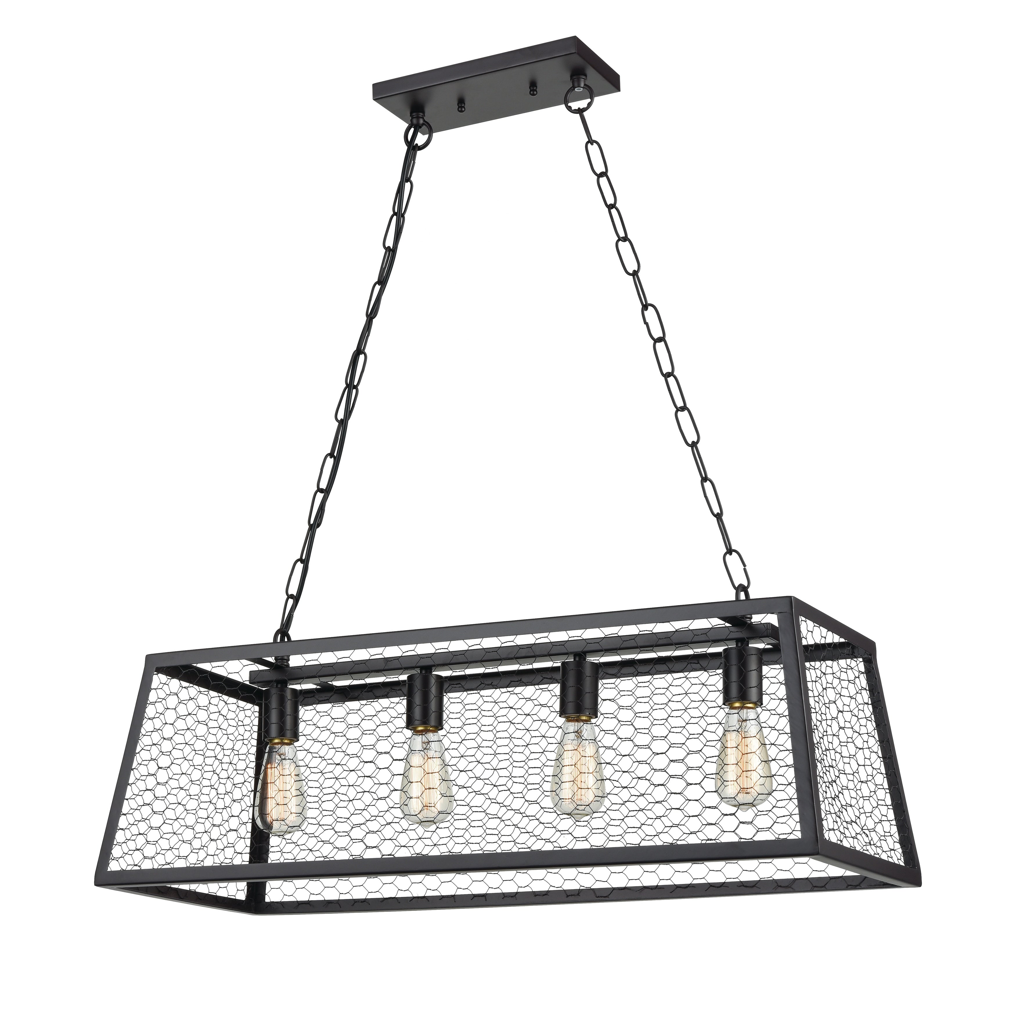 Grange 31 Inch Wide 4 Light Chandelier In Oil Rubbed Bronze 31In W X 2.7In D X 10In H