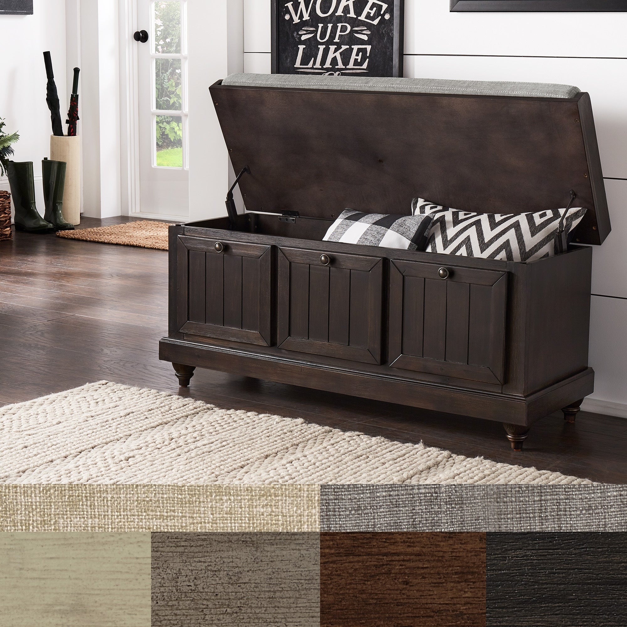 Granger Storage Bench With Linen Seat Cushion By Inspire Q Classic