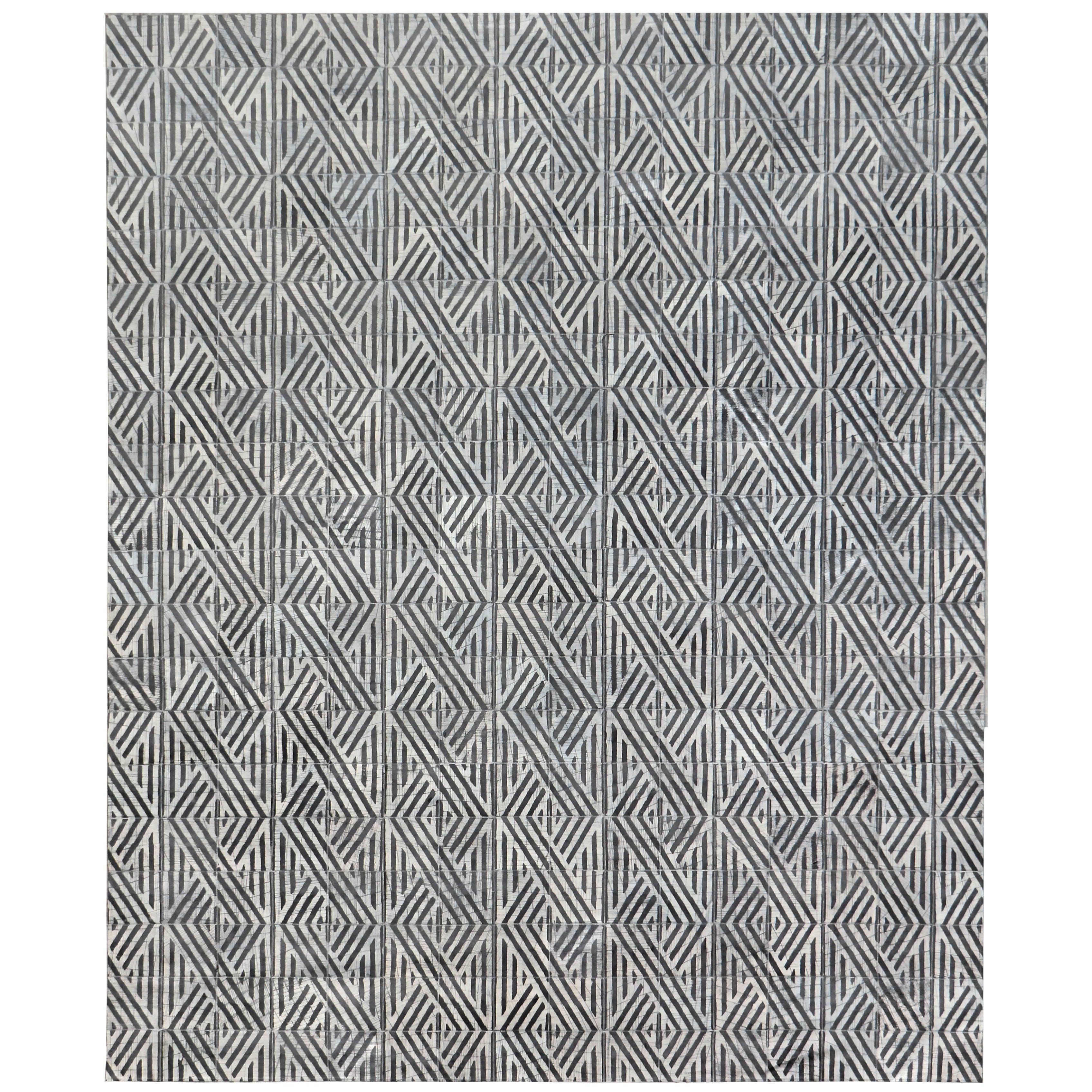 Granite Hide Hand Tufted Leather Hide Silver Area Rug 116 X 146