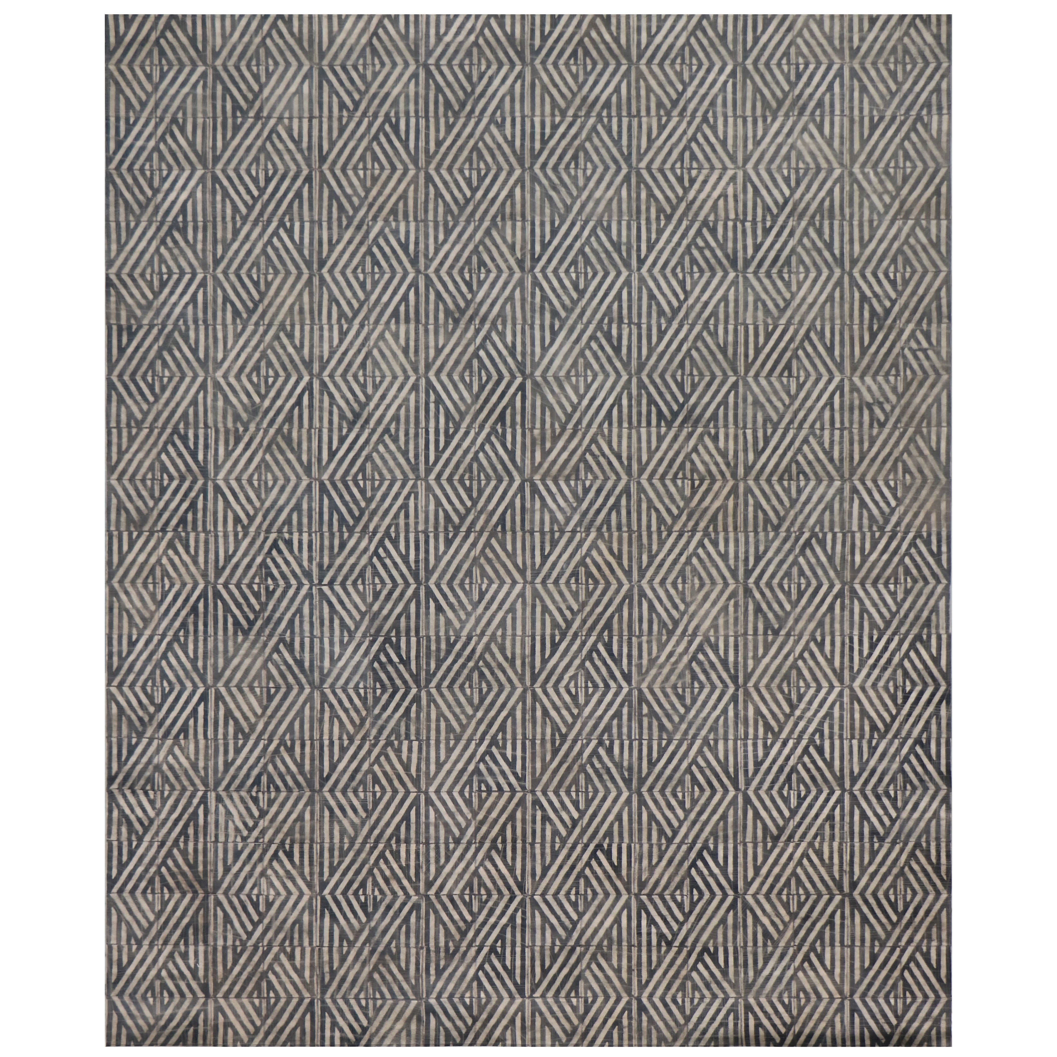Granite Hide Hand Tufted Leather Hide Smoke Area Rug 116 X 146