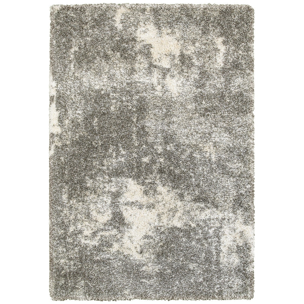 Porch Den Barton Granite Light Grey Ivory Polypropylene Shag Rug 910 X 1210