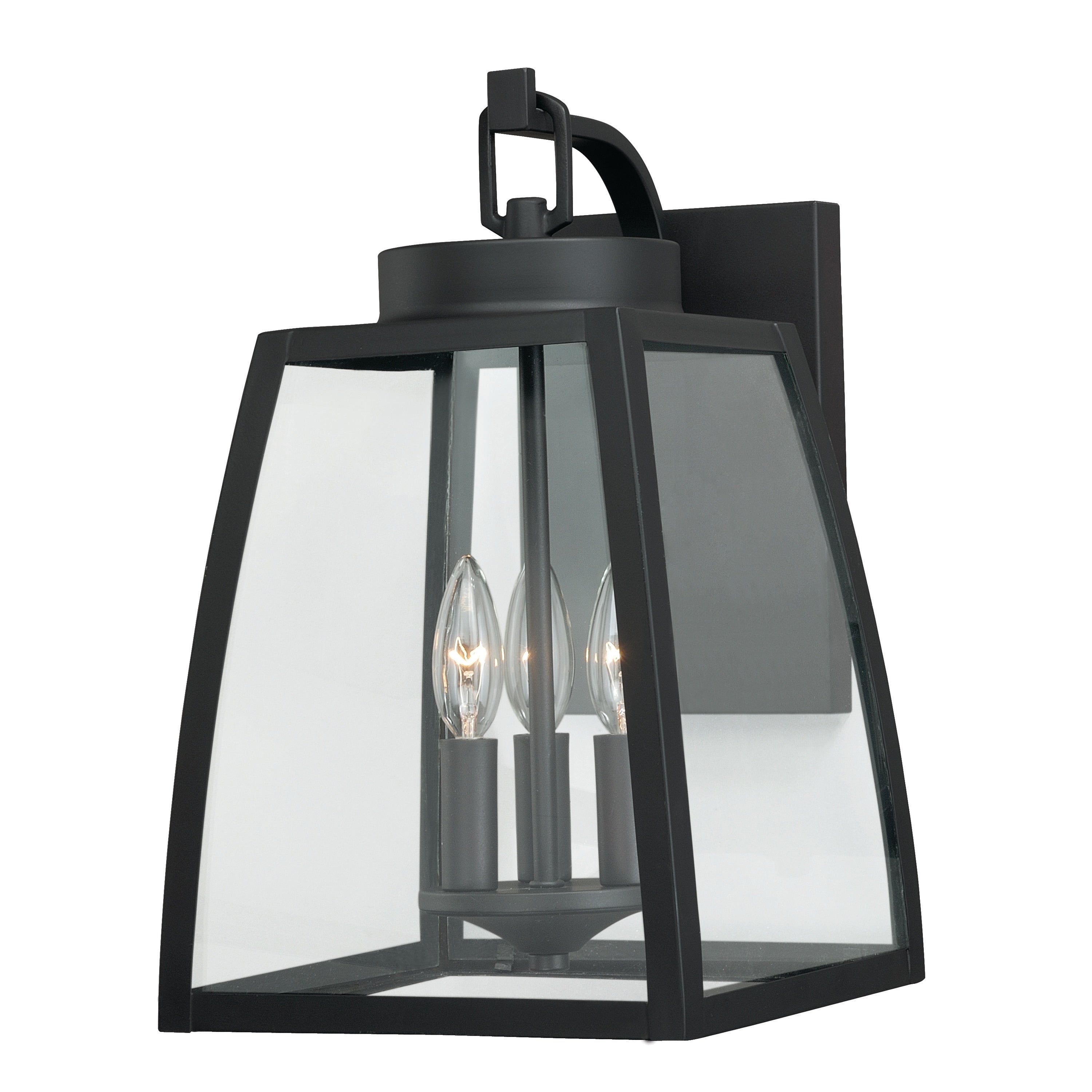 Granville 3 Light Bronze Geometric Outdoor Wall Lantern Clear Glass 10 In W X 16.5 In H X 11.75 In D