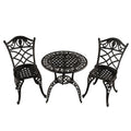 Grape Outdoor Patio Garden Aluminum 3 Piece Bistro Set In Sand Black