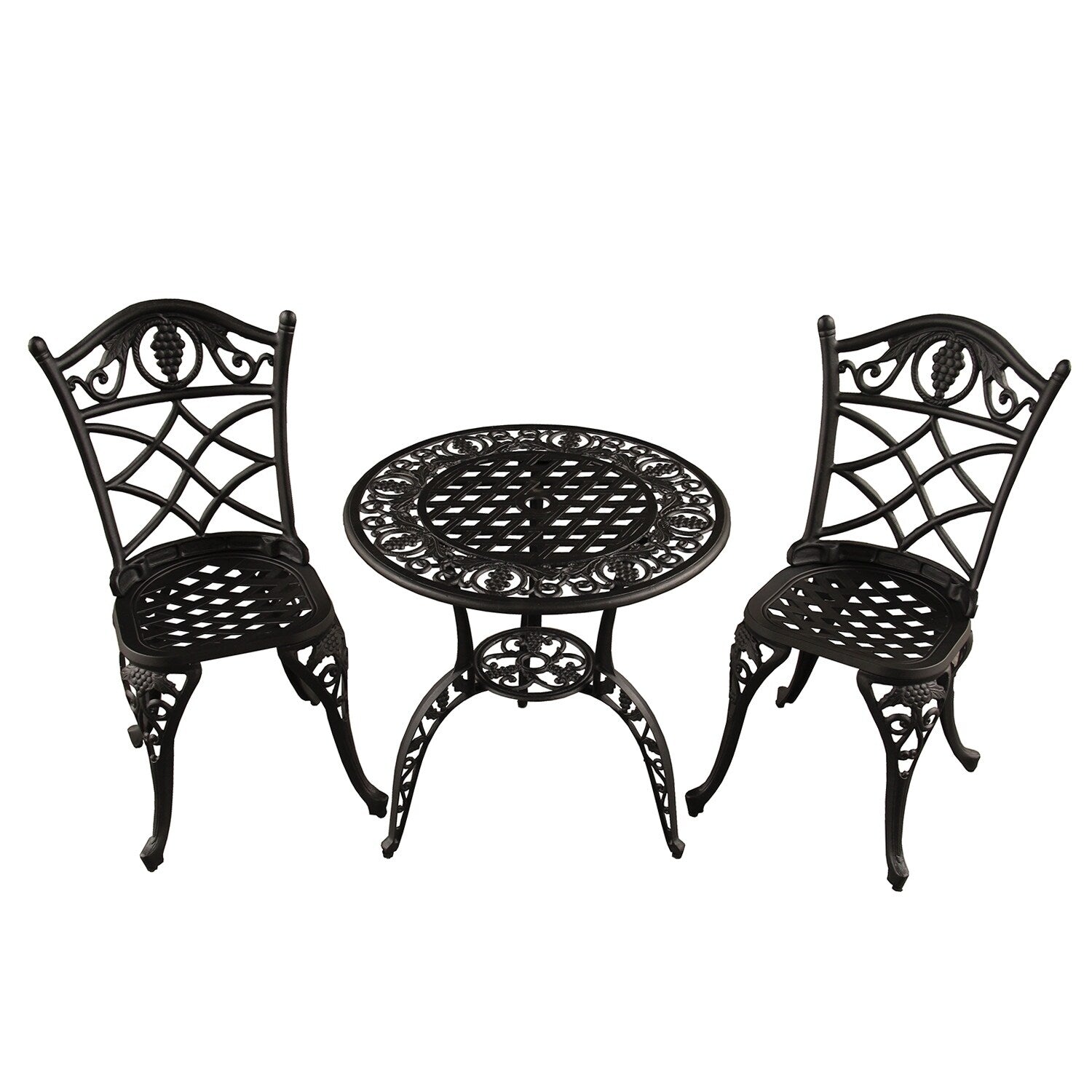 Grape Outdoor Patio Garden Aluminum 3 Piece Bistro Set In Sand Black