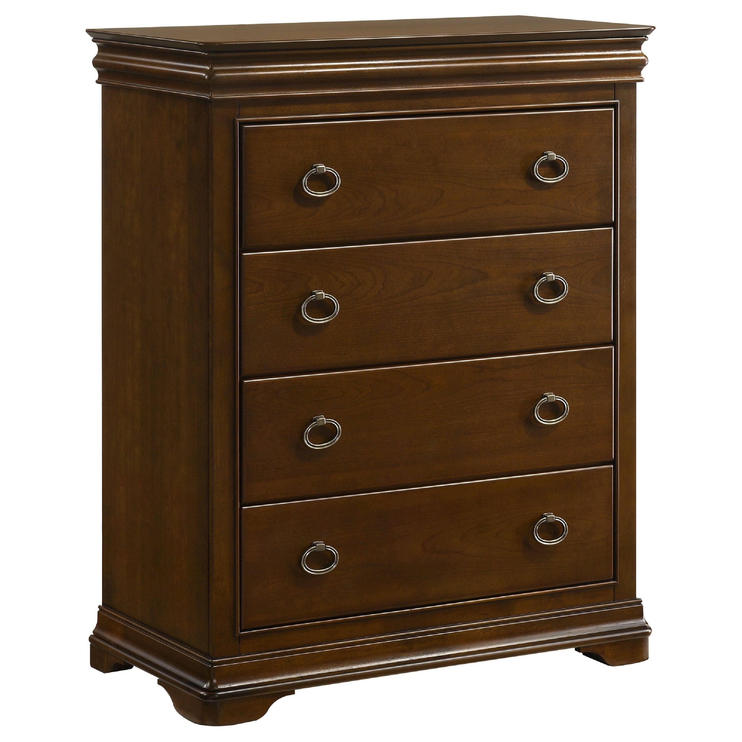 Gravis Tall Dresser Chest With 4 Drawers Crown Moldings Cherry Brown