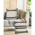 Gray Double Striped Throw Pillow With Fringe