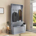 Gray Entryway Bench Hall Tree With Storage Bench Hallway Bench Indooe Bench Coat Rack With 4 Hooks And Shoe Storage
