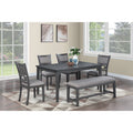 Gray Finish 6Pc Dining Room Set Padded Seat Dual Panel Backrest