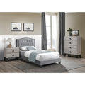 Gray Finish Bedroom Set Button Tufted Headboard Nailhead Trim