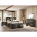 Gray Finish Captain Solid Wood Bedroom Set Bookcase Headboard