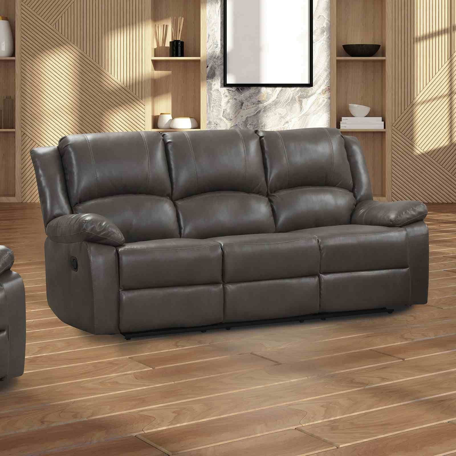 Gray Finish Faux Leather 1Pc Manual Sofa Furniture
