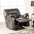 Gray Finish Manual Recliner Set Sofa Loveseat Chair Center Console