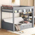 Gray Full Size Bunk Bed With Convertible Daybed Storage Staircase And 3 Drawers For Extra Space