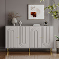Gray Lacquered 4 Door Wooden Cabinet Sideboard Buffet Server Cabinet Storage Cabinet For Living Room Entryway Hallway