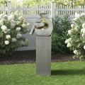 Cement Modern Pots And Pedestal Patio Fountain With Led Lights
