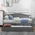 Gray Twin Wooden Daybed Sofa Bed Frame With Trundle Bed