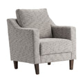 Gray Upholstered Accent Arm Chair With Brown Solid Wood Frame