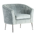 Gray Upholstered Accent Arm Chair With Silver Iron Frame