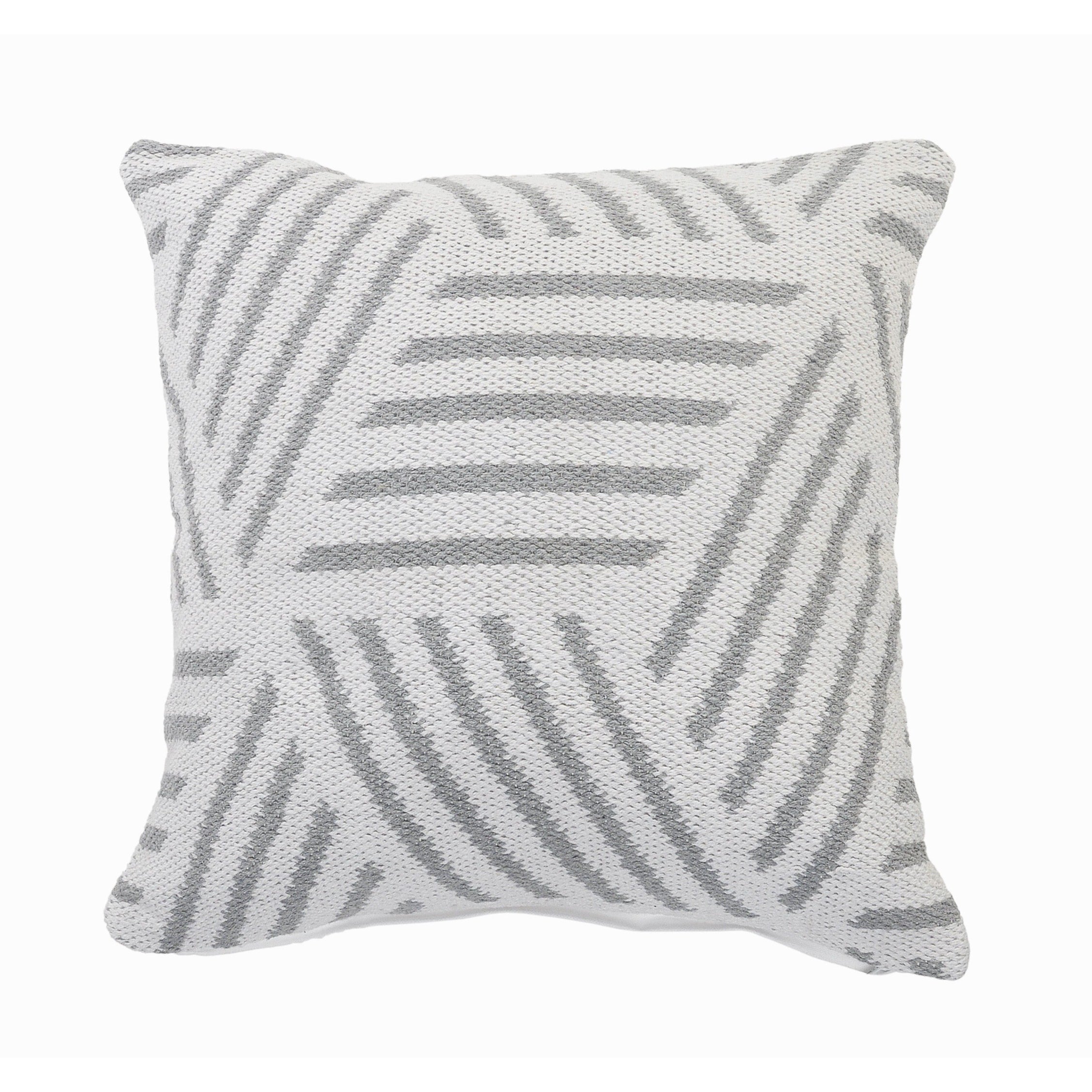 Gray And White Geometric Striped Throw Pillow