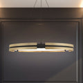 Grazia 36 Inch Matte Black And Brushed Gold Led Chandelier L 36 X W 36 X H 3.5 X M H 148.75