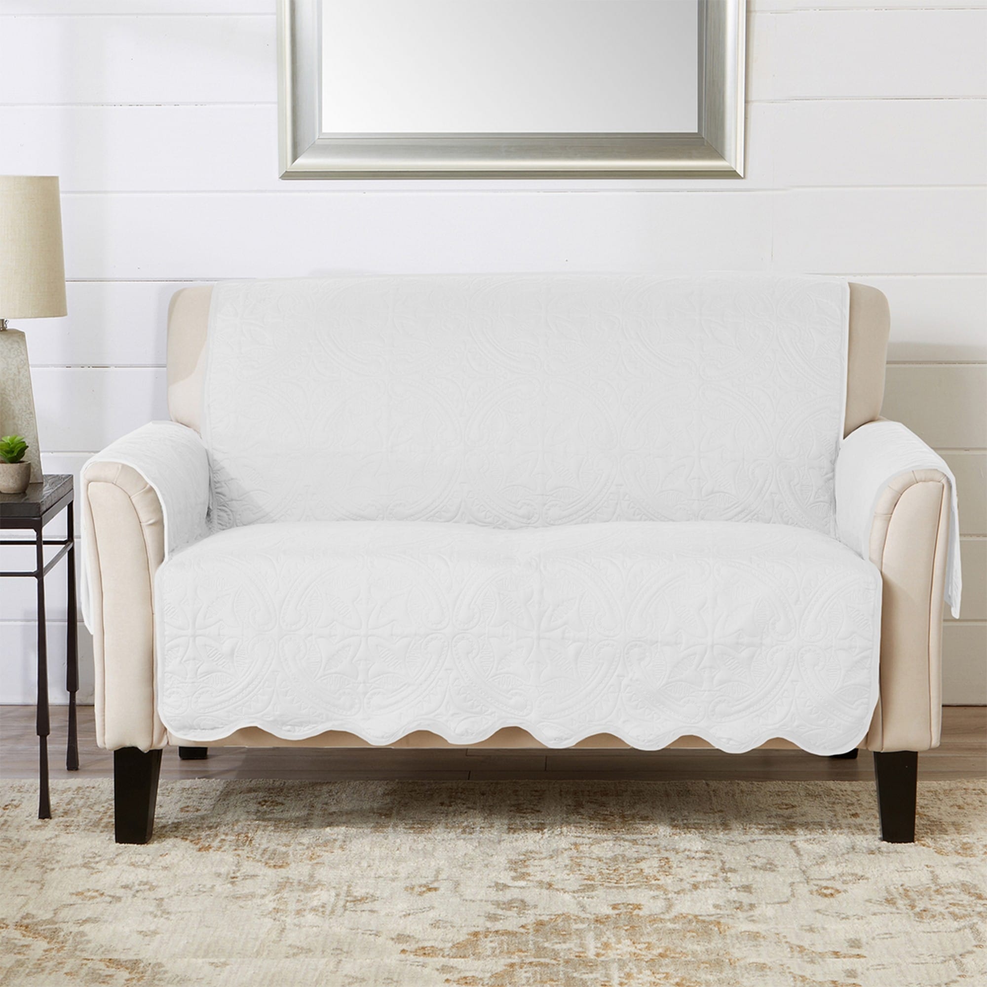 Great Bay Home Elenor Solid Reversible Love Seat Furniture Protector