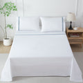 Greek Key Embroidered Cotton Sheet Set 4 Piece Bedding With 16 Inch Pocket Fitted Sheet