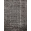 Greek Key Hand Knotted Wool Viscose Dark Gray Area Rug
