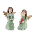 Green Angel Figurines With Gifts And Cardinal Set Of 6