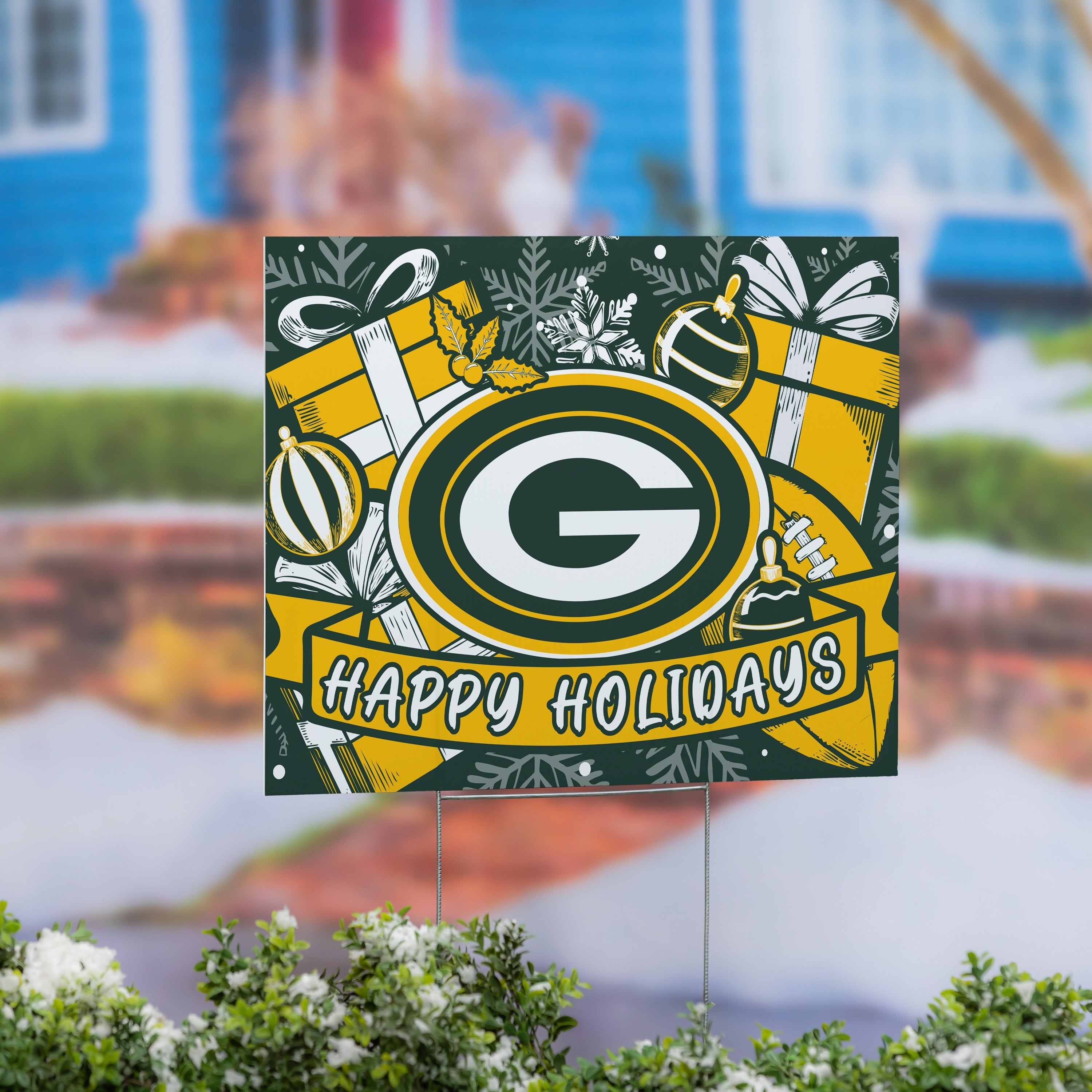 Green Bay Packers Yard Sign Happy Holidays 24 X 18